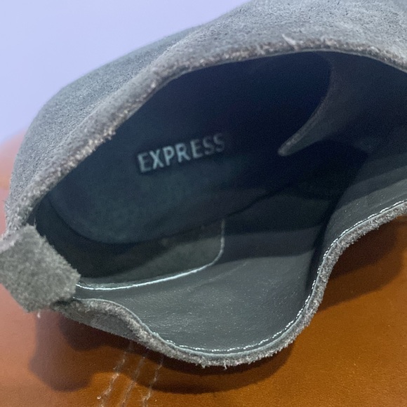 Express Gray Leather Suede Wedge Ankle Lace Up Boots Women's Shoes Size 8M ! - Picture 8 of 12
